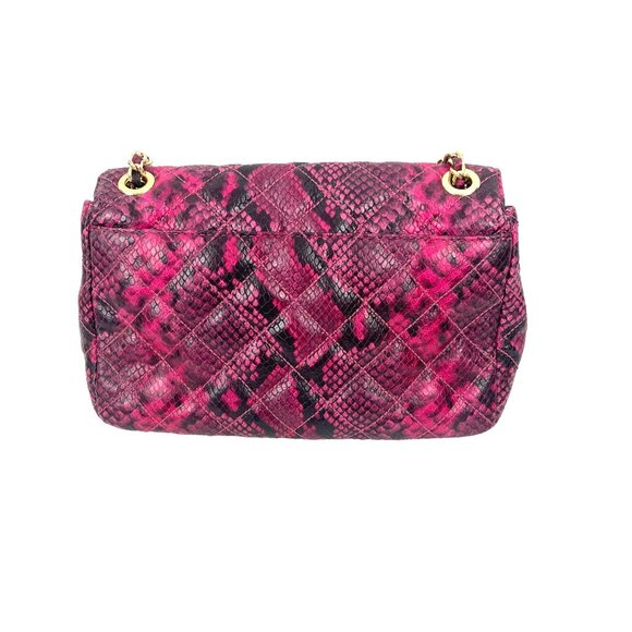 Michael Kors Sloan Pink Snake Print Crossbody Bag With Gold Chain Strap & Logo L - Picture 6 of 10